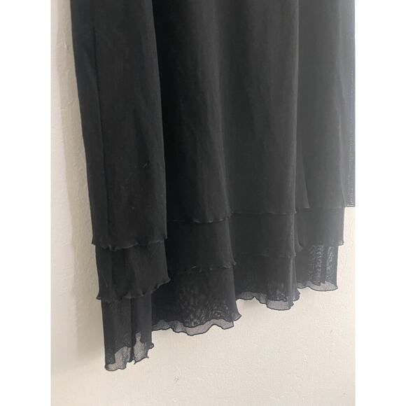 Hanky Panky XL Skirt Vintage Y2K Mesh Midi Black Stretch Pull On Goth 90s Style - Picture 6 of 10